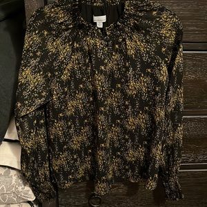 Allison Joy Black Floral Blouse Small